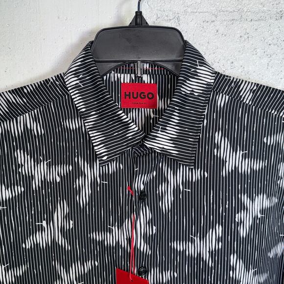 Hugo by Hugo Boss Men's Ermo Butterfly Patterned Shirt - Black medium $128 - Picture 4 of 11